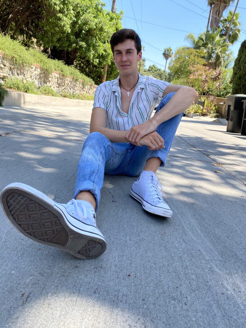 Podgorski sprawls in the road outside of his Burbank, California, home. The soon-to-be-Wave was born in Chicago, Illinois, but later moved to California.